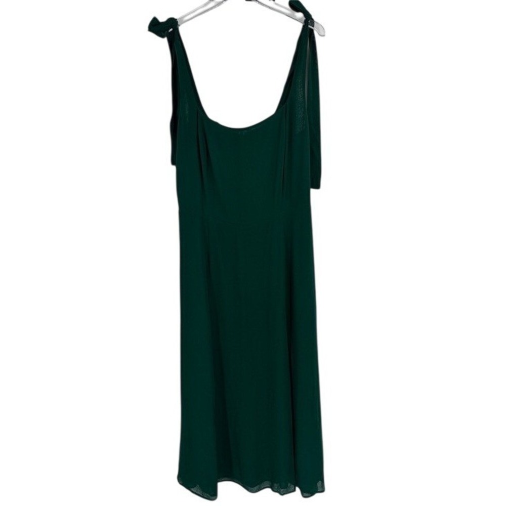 Reformation Twilight Midi Dress Emerald Green Tie Strap‎ High Slit Size 12 - Picture 2 of 7